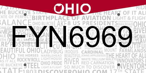 FYN6969 Ohio License Plate