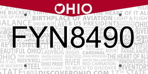 FYN8490 Ohio License Plate
