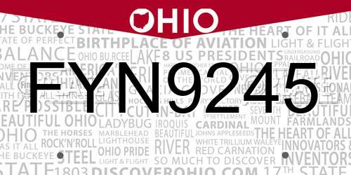 FYN9245 Ohio License Plate