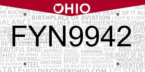 FYN9942 Ohio License Plate
