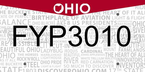 FYP3010 Ohio License Plate