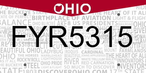 FYR5315 Ohio License Plate