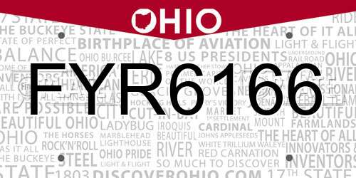 FYR6166 Ohio License Plate