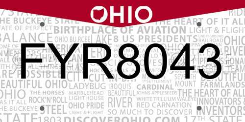 FYR8043 Ohio License Plate