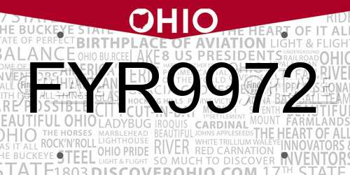 FYR9972 Ohio License Plate