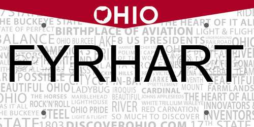 FYRHART Ohio License Plate