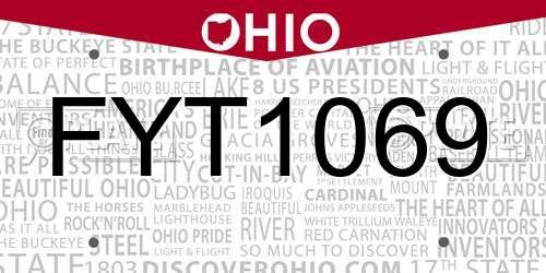 FYT1069 Ohio License Plate