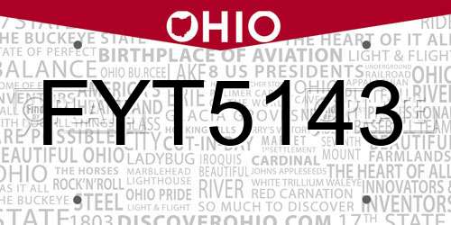 FYT5143 Ohio License Plate