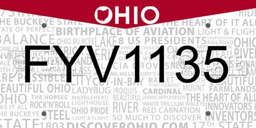 FYV1135 Ohio License Plate