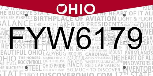 FYW6179 Ohio License Plate