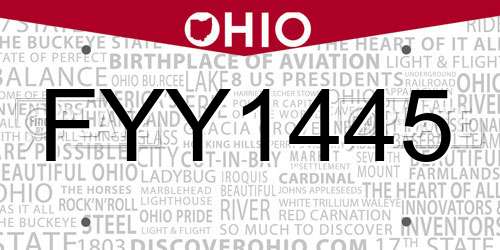 FYY1445 Ohio License Plate