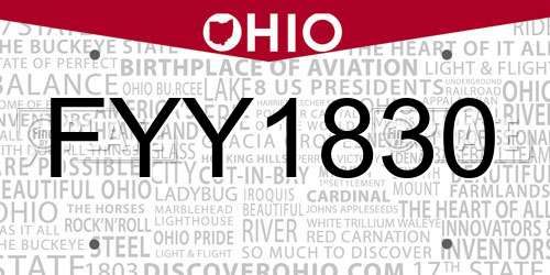 FYY1830 Ohio License Plate