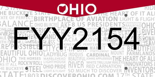 FYY2154 Ohio License Plate