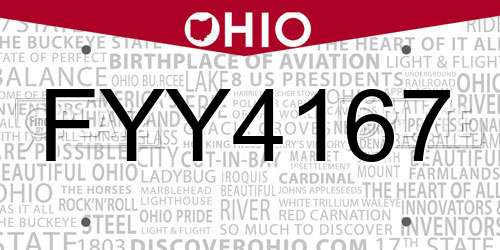 FYY4167 Ohio License Plate
