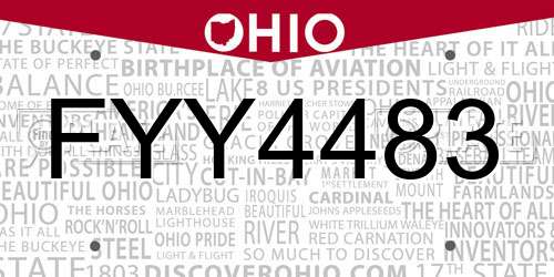 FYY4483 Ohio License Plate