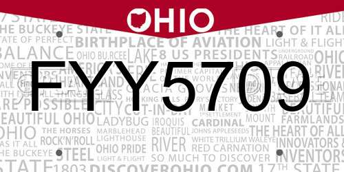 FYY5709 Ohio License Plate