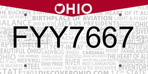 FYY7667 Ohio License Plate
