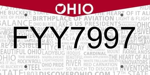 FYY7997 Ohio License Plate