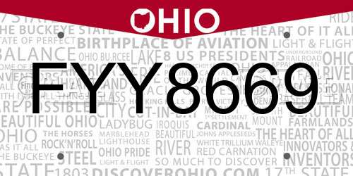 FYY8669 Ohio License Plate