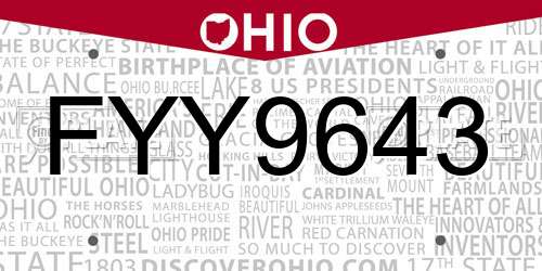FYY9643 Ohio License Plate