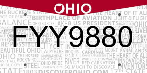 FYY9880 Ohio License Plate