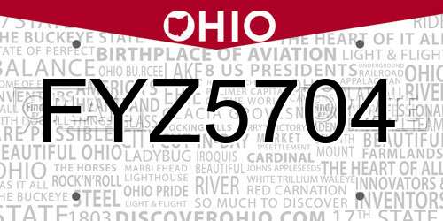 FYZ5704 Ohio License Plate