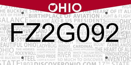 FZ2G092 Ohio License Plate
