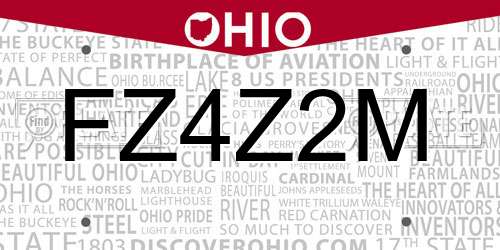 FZ4Z2M Ohio License Plate