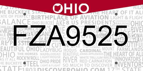 FZA9525 Ohio License Plate