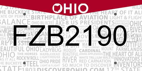 FZB2190 Ohio License Plate