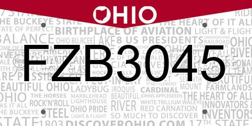 FZB3045 Ohio License Plate