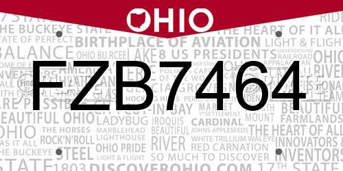 FZB7464 Ohio License Plate