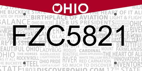 FZC5821 Ohio License Plate
