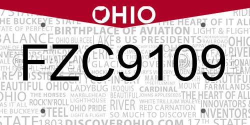 FZC9109 Ohio License Plate