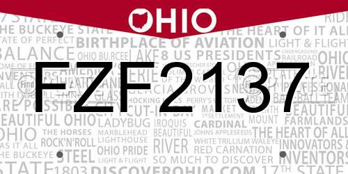 FZF2137 Ohio License Plate