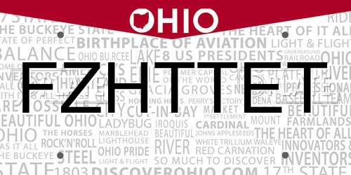FZHTTET Ohio License Plate