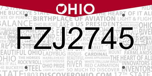 FZJ2745 Ohio License Plate
