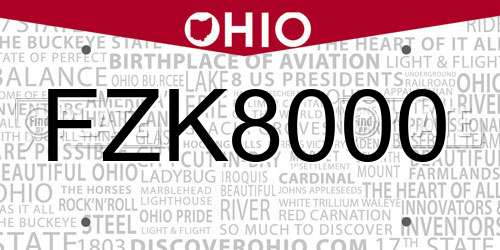 FZK8000 Ohio License Plate