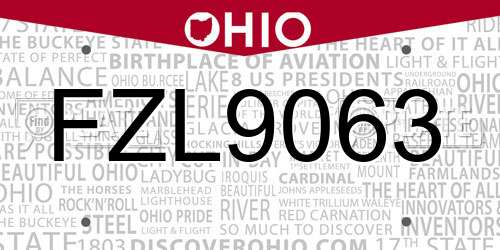 FZL9063 Ohio License Plate