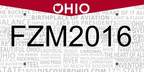 FZM2016 Ohio License Plate
