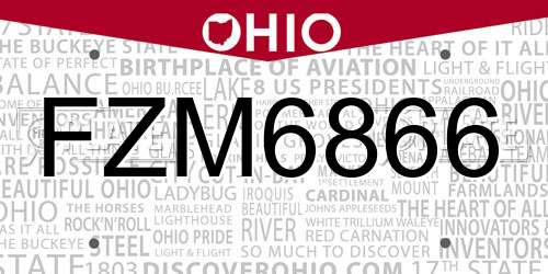 FZM6866 Ohio License Plate