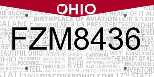 FZM8436 Ohio License Plate