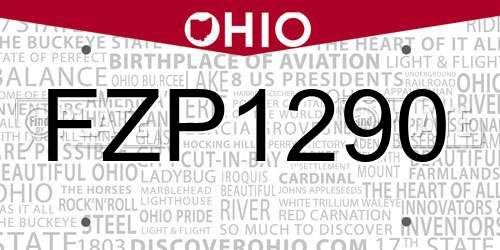 FZP1290 Ohio License Plate