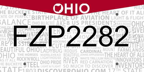 FZP2282 Ohio License Plate