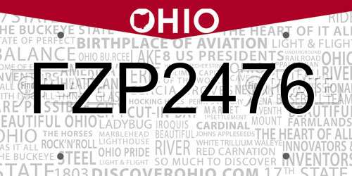 FZP2476 Ohio License Plate