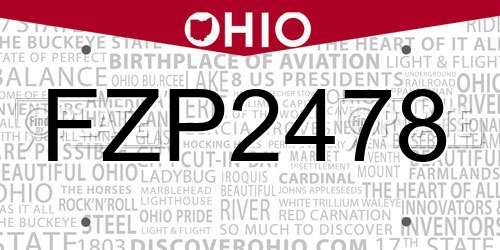 FZP2478 Ohio License Plate