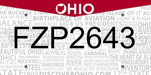 FZP2643 Ohio License Plate