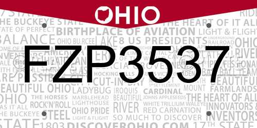 FZP3537 Ohio License Plate