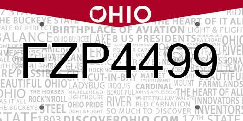 FZP4499 Ohio License Plate