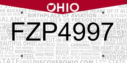 FZP4997 Ohio License Plate
